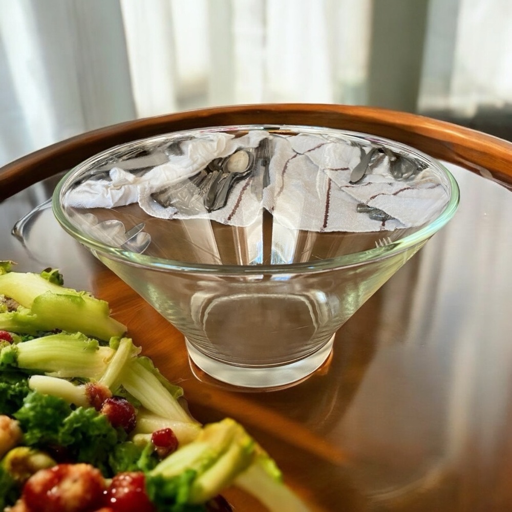 Vintage Anchor Hocking Clear Glass Flared Salad Serving Bowl MCM